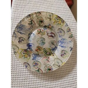 Cellini Glass Plates Set/4 Teacup/Teapot Collage Silver Cottagecore 8 inch